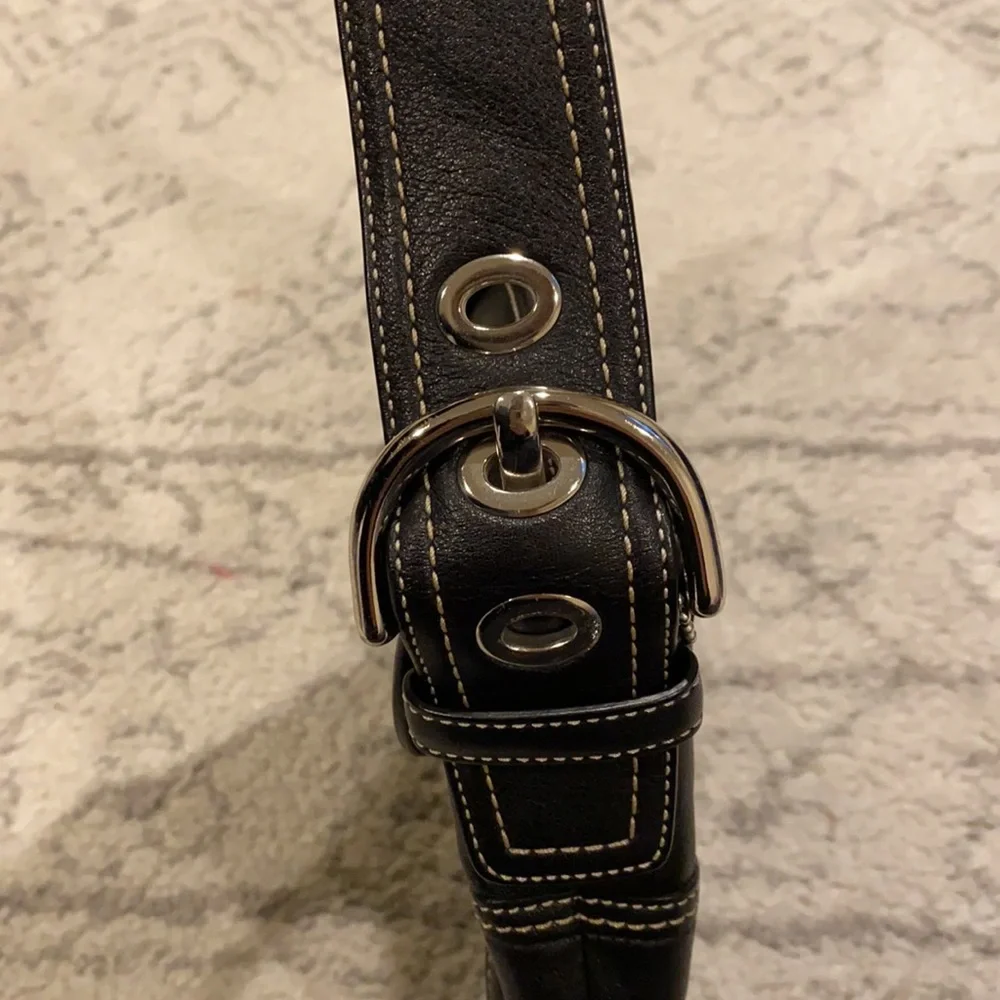 Coach Black Leather Shoulder Bag with Silver Hardware
